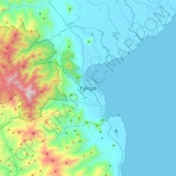 Palopo topographic map, elevation, terrain