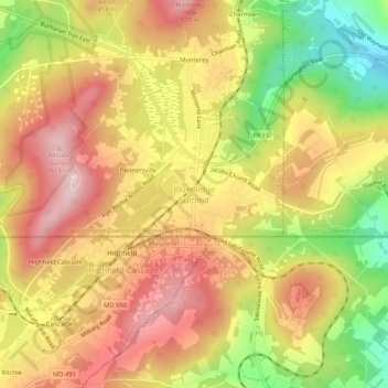 Blue Ridge Summit topographic map, elevation, terrain