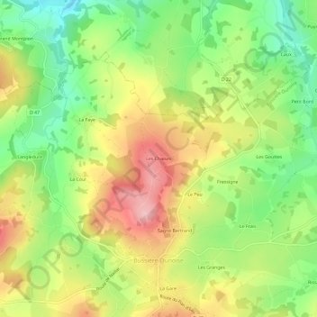 Les Chaises topographic map, elevation, terrain