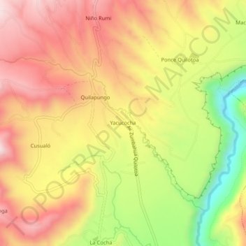 Yacucocha topographic map, elevation, terrain