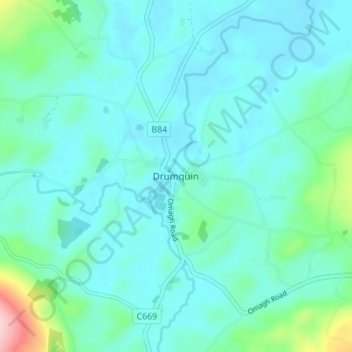 Drumquin topographic map, elevation, terrain