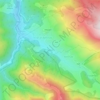 Tournac topographic map, elevation, terrain