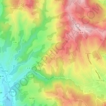 Lagauzinie topographic map, elevation, terrain
