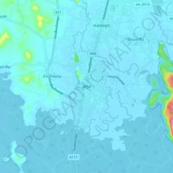 Satun topographic map, elevation, terrain