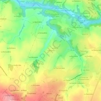 L'Elinière topographic map, elevation, terrain