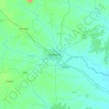 Bankura topographic map, elevation, terrain
