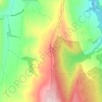 Windgather Rocks topographic map, elevation, terrain