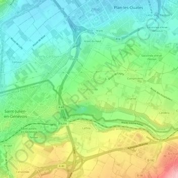 Bardonnex topographic map, elevation, terrain