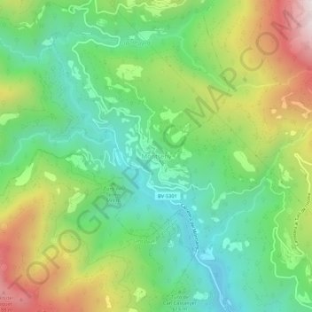 Montseny topographic map, elevation, terrain