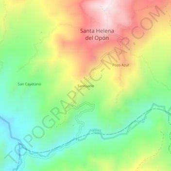 Santuario topographic map, elevation, terrain