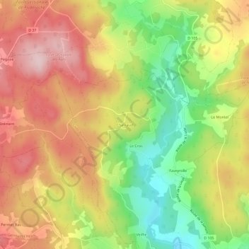 Charraud topographic map, elevation, terrain
