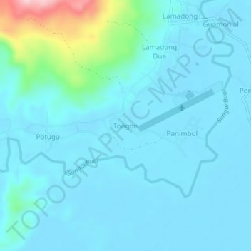 Tongon topographic map, elevation, terrain