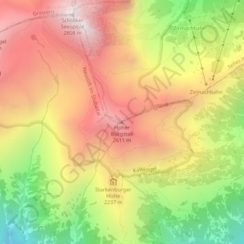 Hoher Burgstall topographic map, elevation, terrain