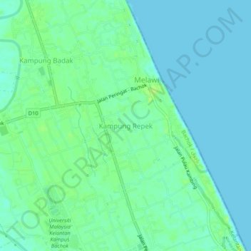 Kampung Repek topographic map, elevation, terrain