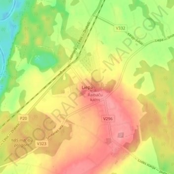 Liepa topographic map, elevation, terrain