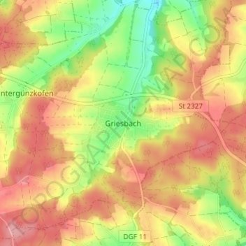 Griesbach topographic map, elevation, terrain