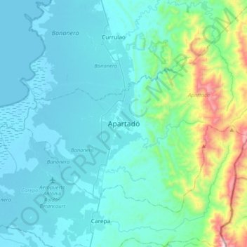 Apartadó topographic map, elevation, terrain