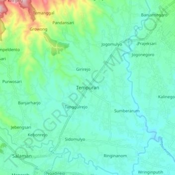 Tempuran topographic map, elevation, terrain