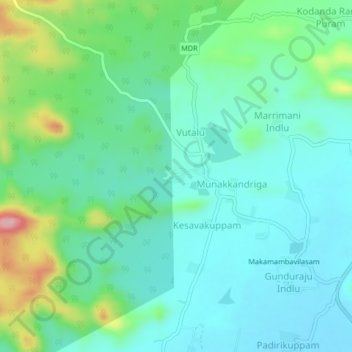 Cheruvumundarakandriga topographic map, elevation, terrain