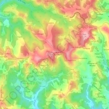 Le Pech de Gouvet topographic map, elevation, terrain