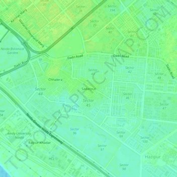 Sadarpur topographic map, elevation, terrain