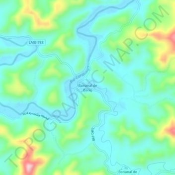 Bananal de Baixo topographic map, elevation, terrain