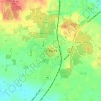 Hovedgård topographic map, elevation, terrain