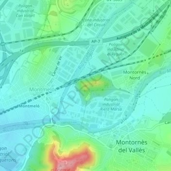 les Tres Creus topographic map, elevation, terrain
