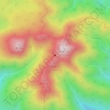 Mt. Takahara topographic map, elevation, terrain