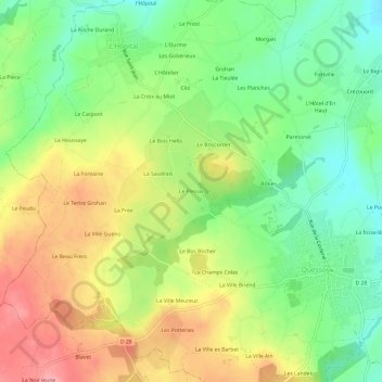 Le Plessix topographic map, elevation, terrain