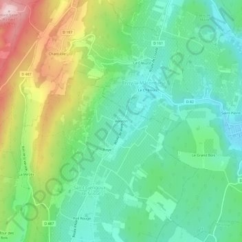 Bonzon topographic map, elevation, terrain