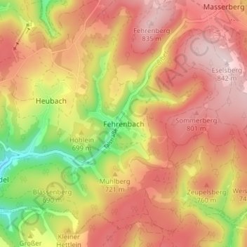 Fehrenbach topographic map, elevation, terrain