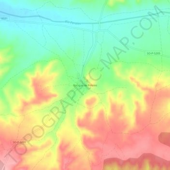 Bocigas de Perales topographic map, elevation, terrain