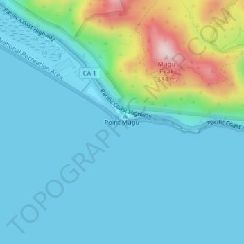 Point Mugu topographic map, elevation, terrain