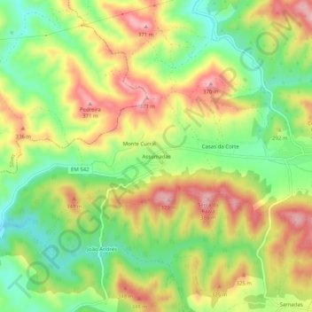 Assumadas topographic map, elevation, terrain