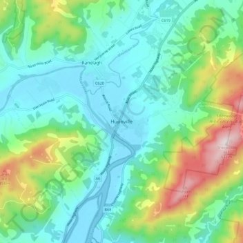 Huonville topographic map, elevation, terrain