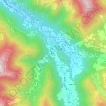 Bielle topographic map, elevation, terrain
