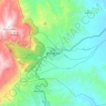 Wurgessa topographic map, elevation, terrain