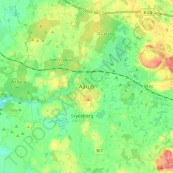 Aarup topographic map, elevation, terrain