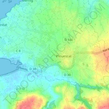 Kerfrégant topographic map, elevation, terrain