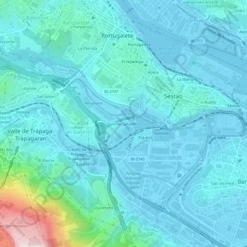 Galindo-Salcedillo topographic map, elevation, terrain