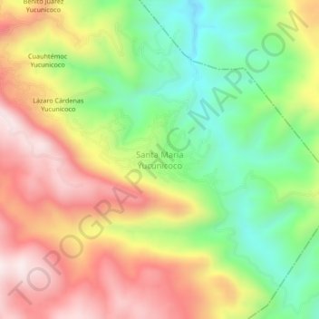 Santa María Yucunicoco topographic map, elevation, terrain