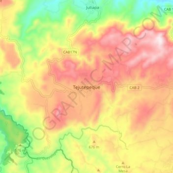 Tejutepeque topographic map, elevation, terrain