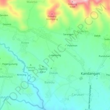 Lokenteng topographic map, elevation, terrain