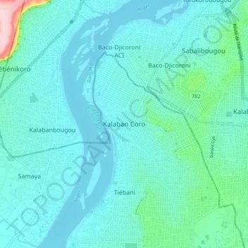 Kalaban Coro topographic map, elevation, terrain