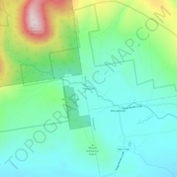 Ferncroft topographic map, elevation, terrain