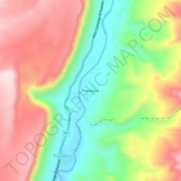 Papagayo topographic map, elevation, terrain