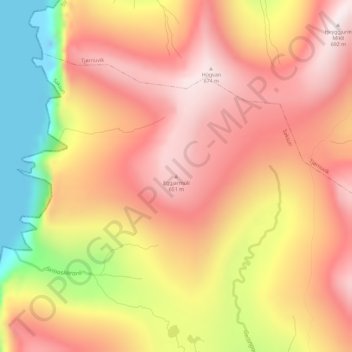 Eggjarmúli topographic map, elevation, terrain