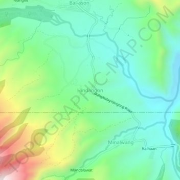 Hindangon topographic map, elevation, terrain