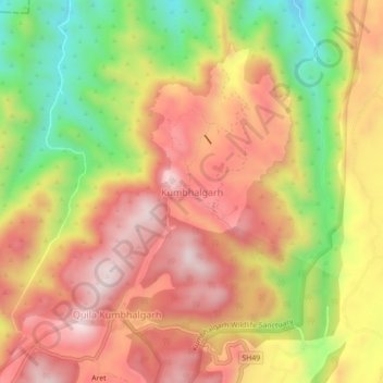Kumbhalgarh topographic map, elevation, terrain